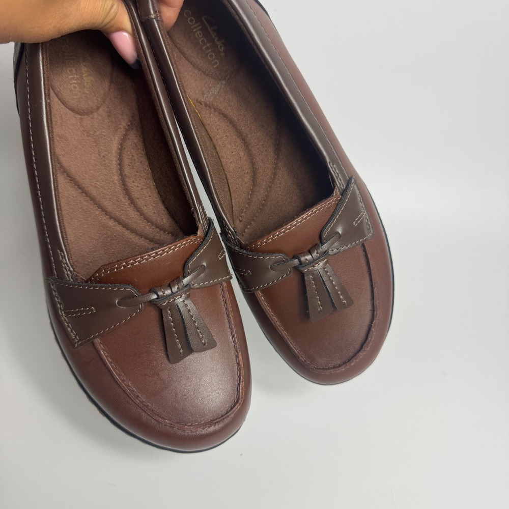 Clarks Collection Women Brown Leather Tassel Loafers Shoes Size 8 W 260673304080 - Picture 6 of 14